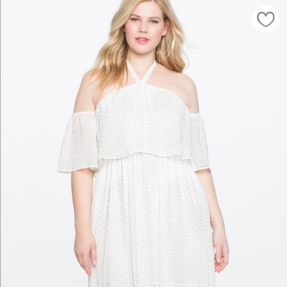 Eloquii Textured White Overlay Dress